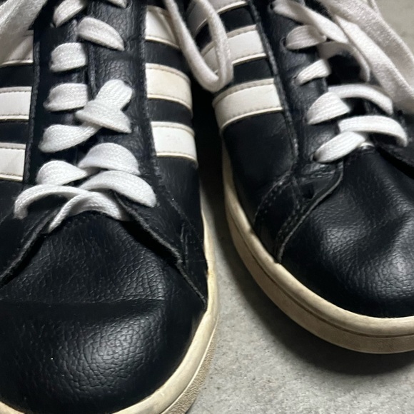 Adidas Cloudfoam Black Leather Sneakers 🌵8 1/2 - Picture 4 of 12